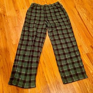 Men’s plaid flannel green & black pajama bottoms SZ L